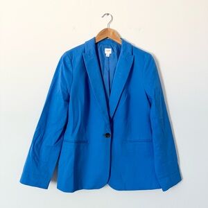 J.Crew Factory Blue Blazer Cotton Blend Single Button Size 12